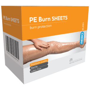 A box of burn sheets for people with burns.