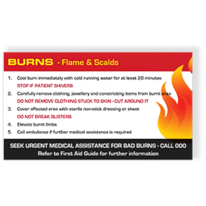 A fire safety sign with instructions for burning.