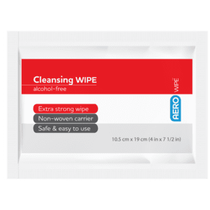 A picture of the front of a package of wipes.